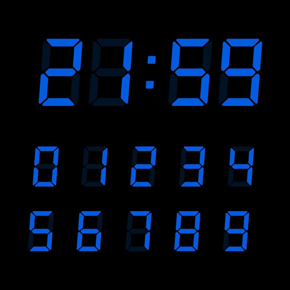 Digital clock number set vector