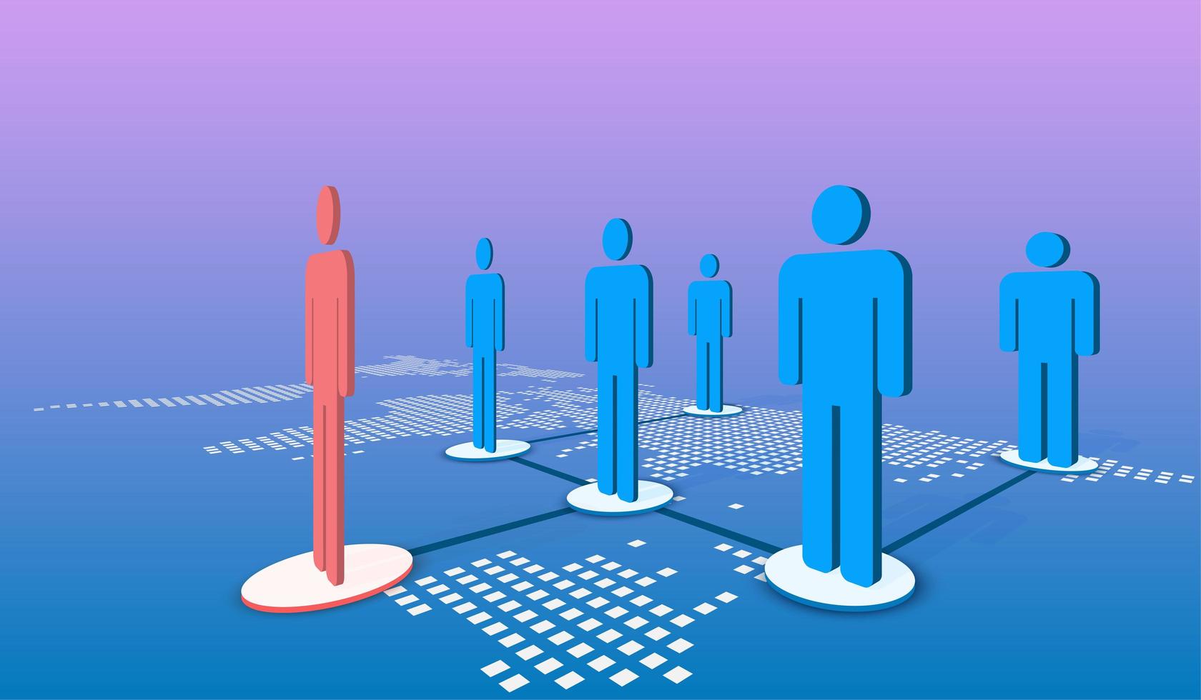 Red, Blue People Icon Successful Leader vector