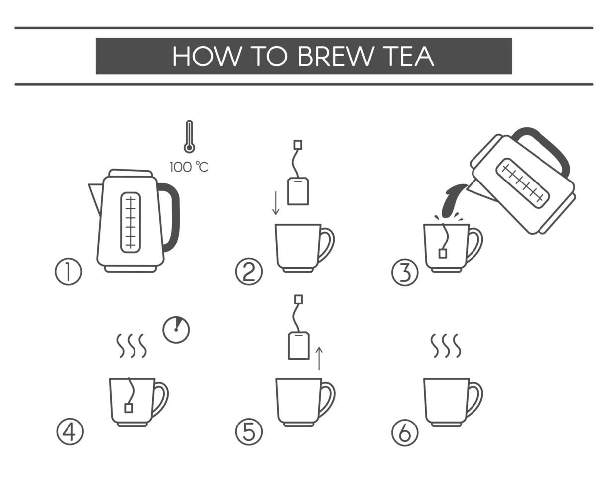 pasos para preparar té vector