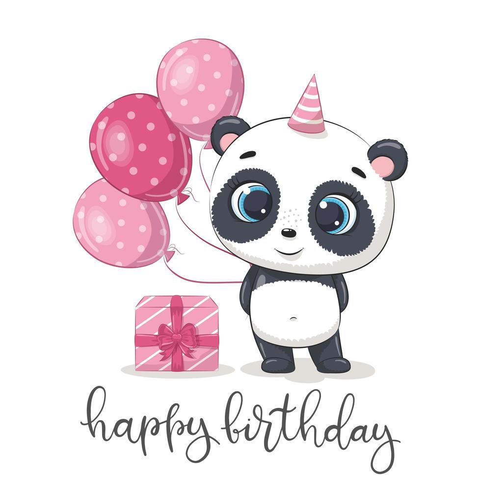 Greeting card with panda vector