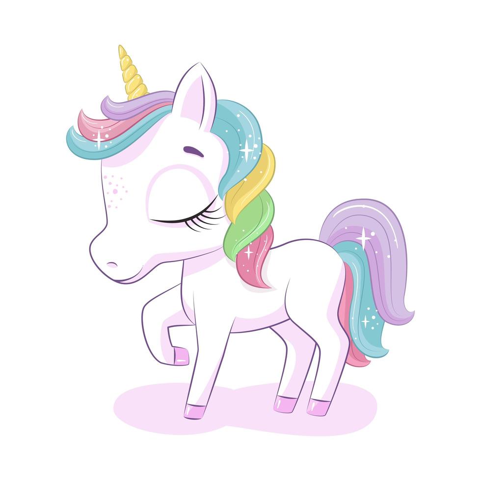 lindo personaje de unicornio bebé vector