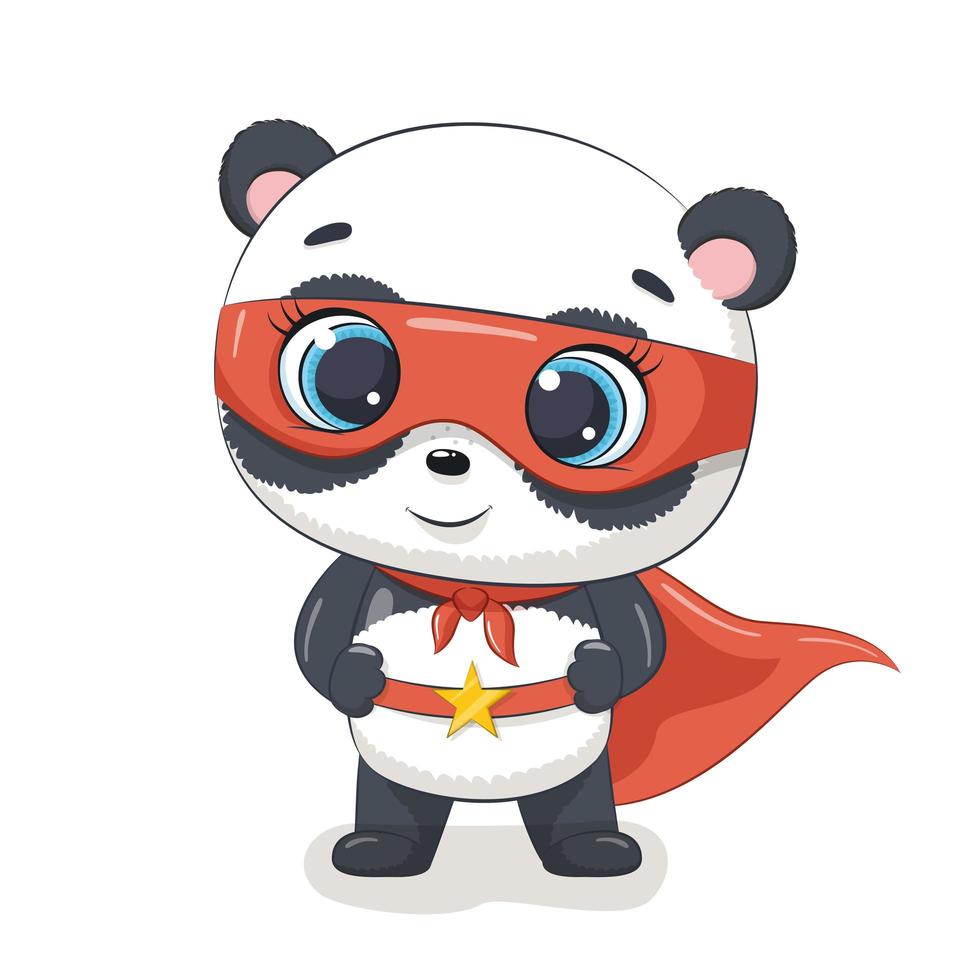 Cute panda superhero vector