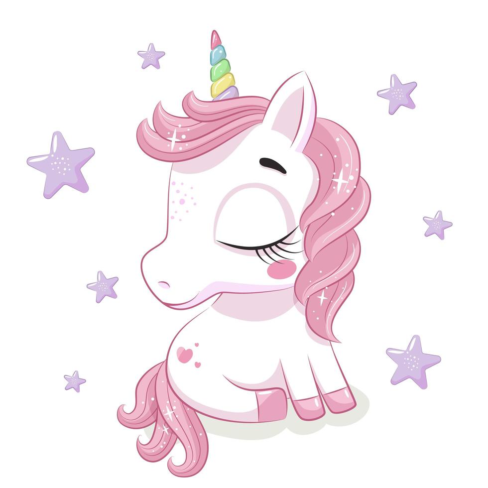 Cute magical unicorn. Vector illustration.