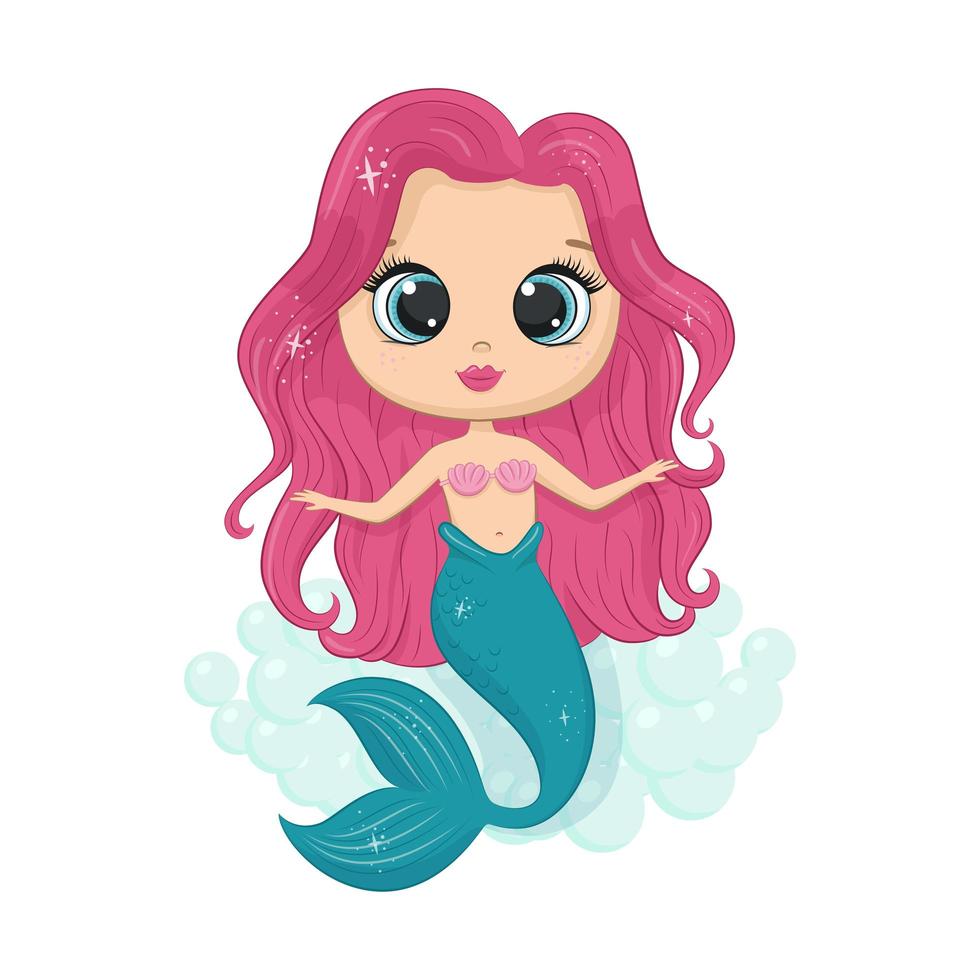 Little cute mermaid. vector