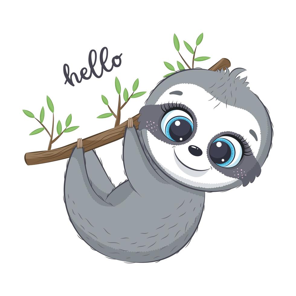 Cute sloth character vector