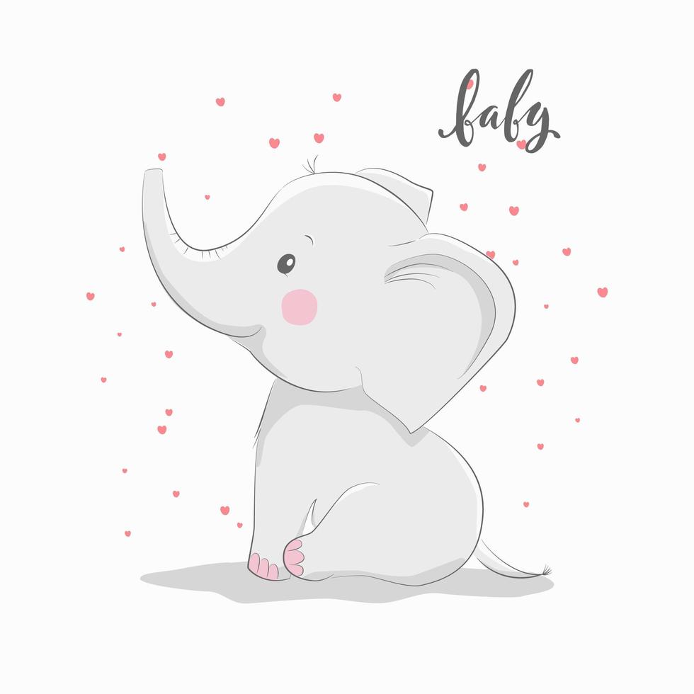 lindo bebé elefante vector