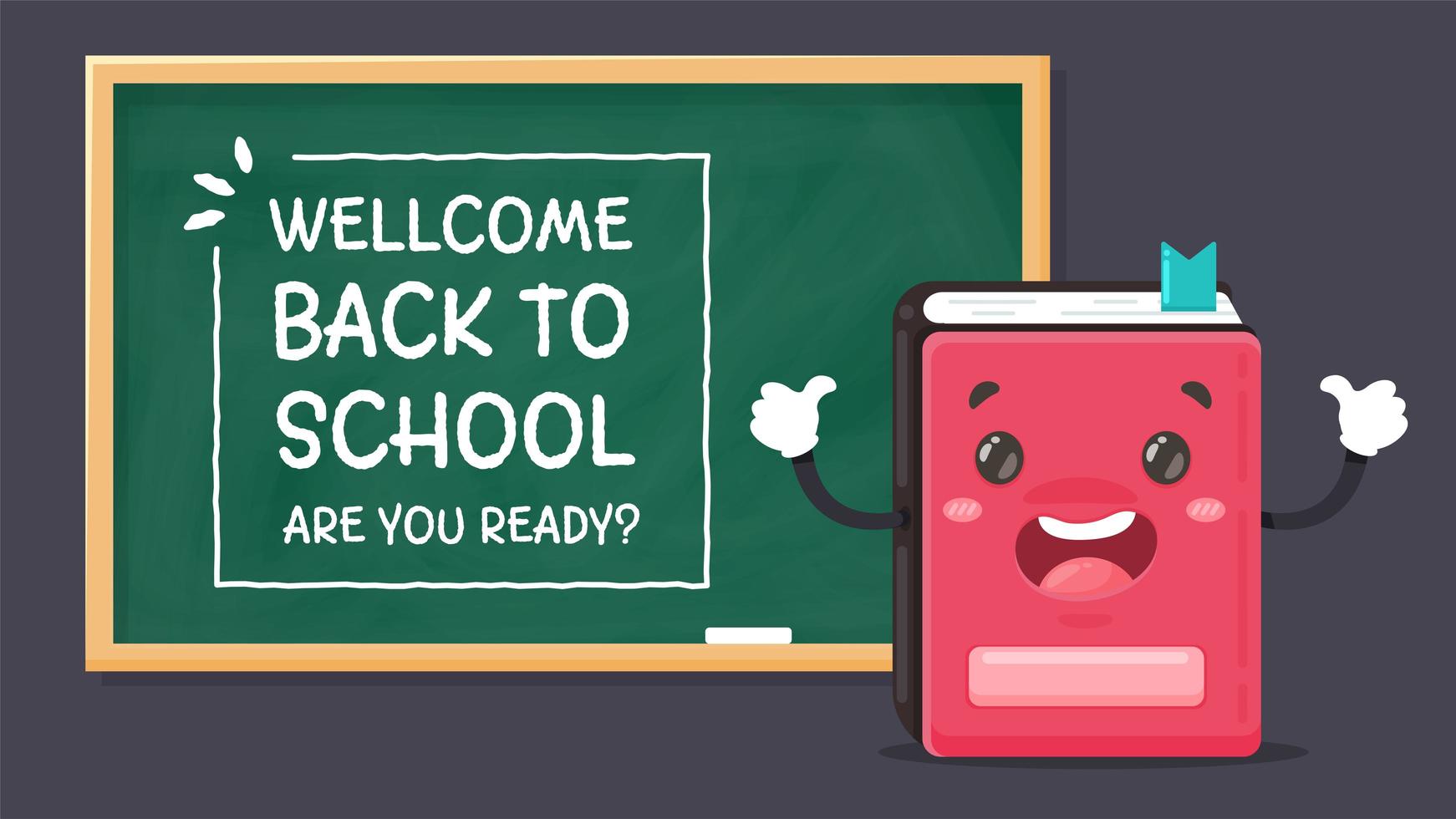 Notebook and welcome back to school blackboard vector