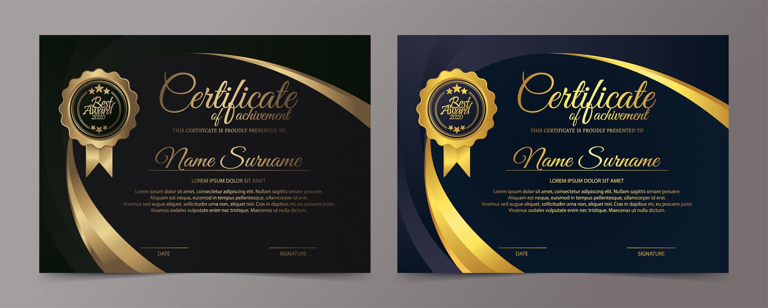 Blue and gold certificate border  vector