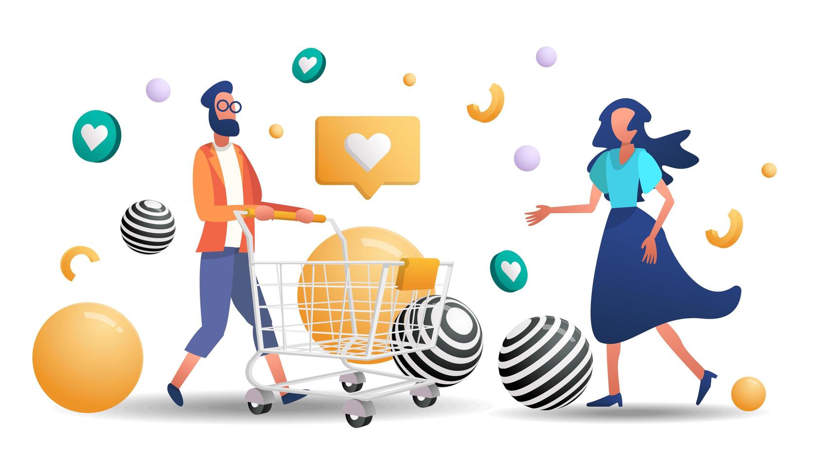 hombre y mujer de compras vector