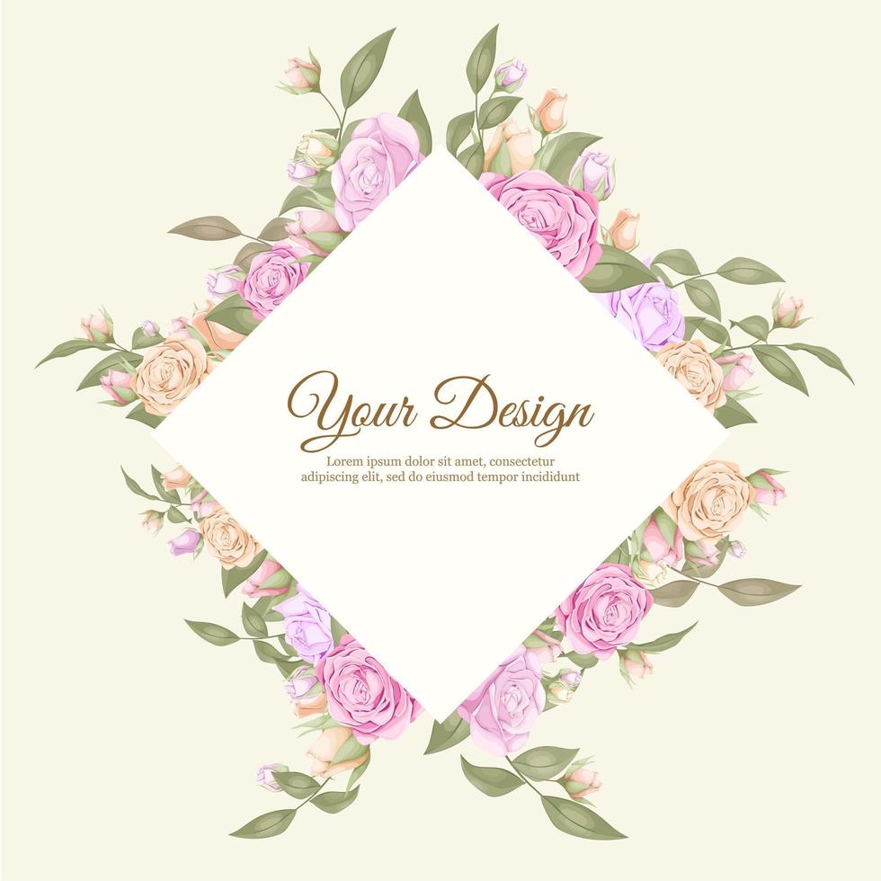Elegant rose invitation template with diamond frame shape 1213479
