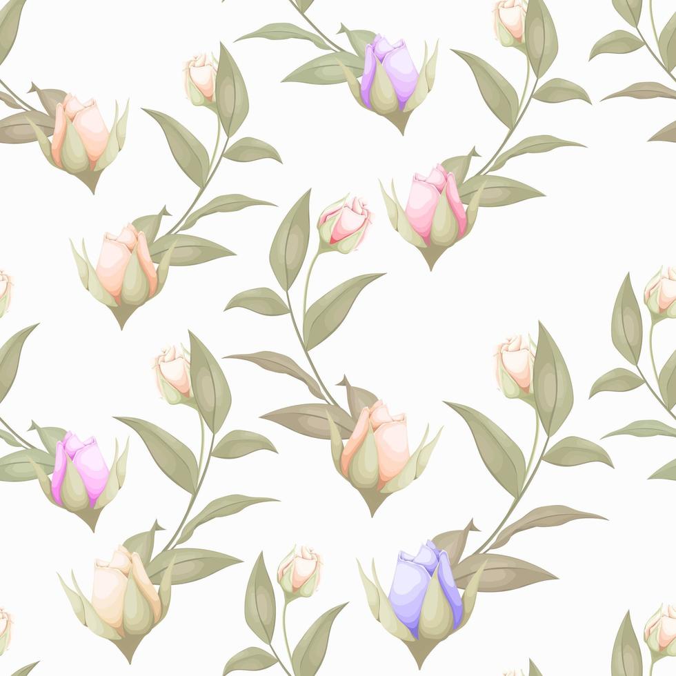 Rose buds seamless pattern design vector