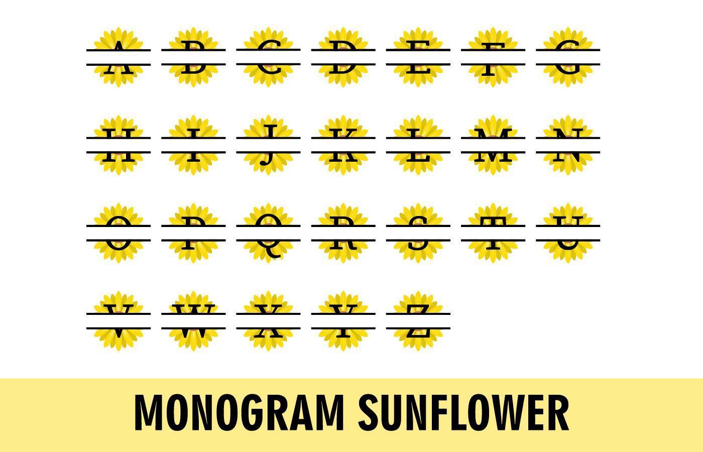 conjunto de alfabeto de monograma de girasol vector