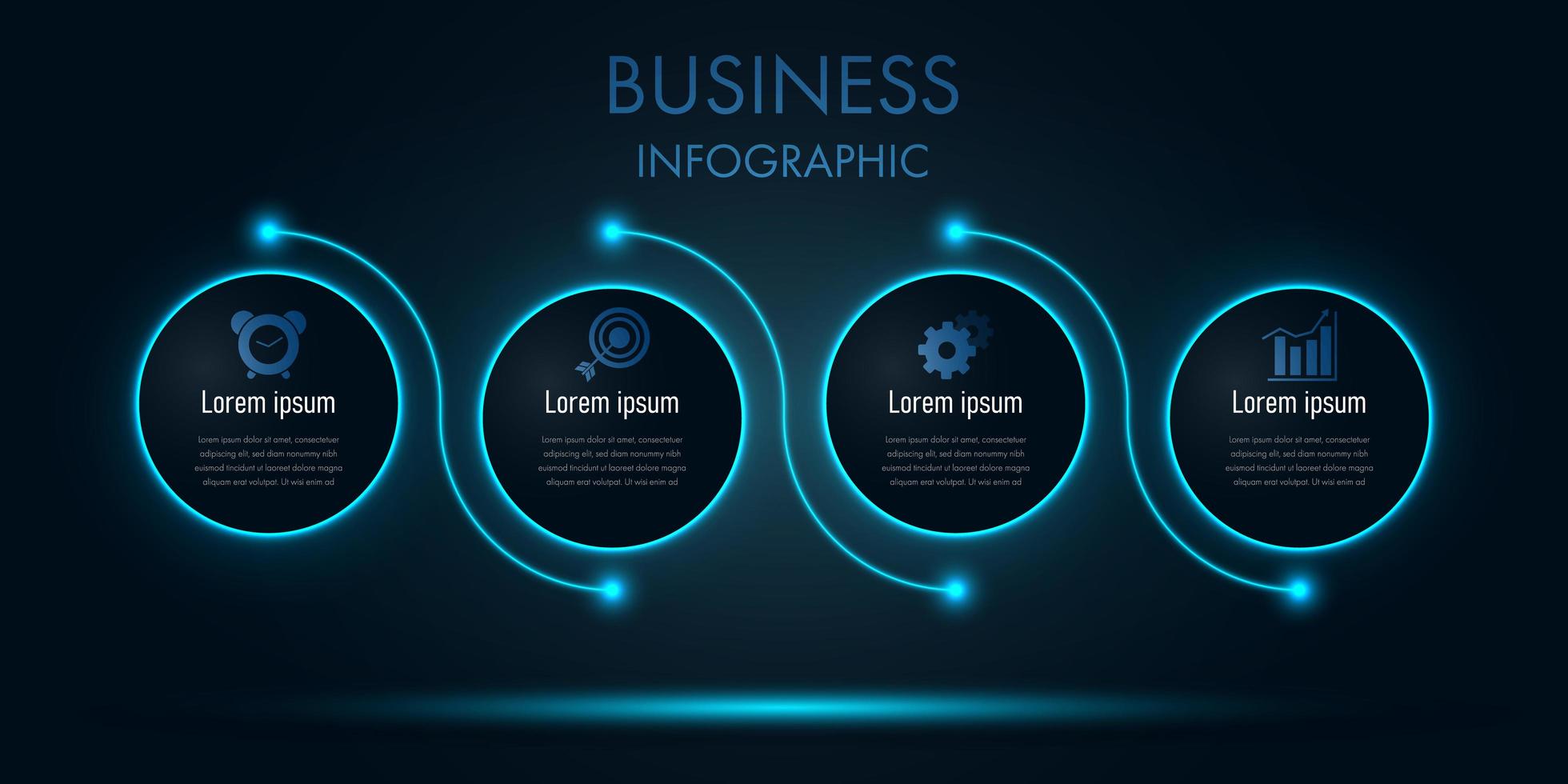 Blue neon business circle infographic template vector