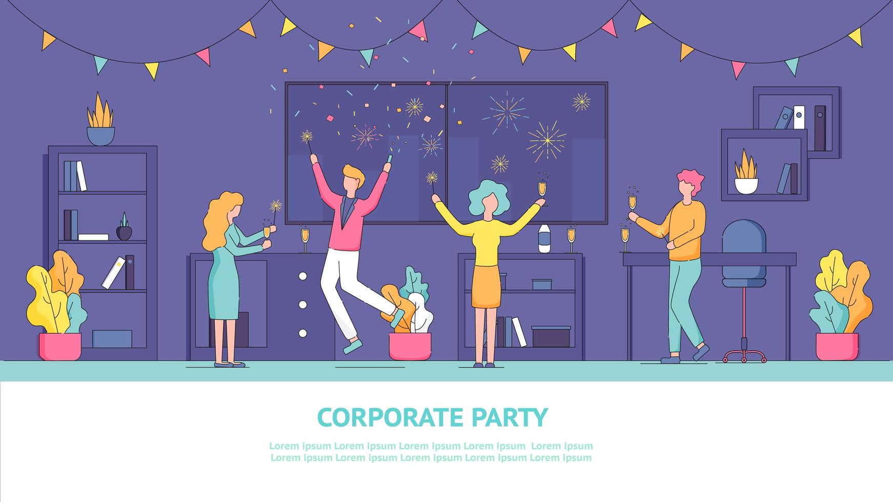 Corporate Employee Holiday Party vector