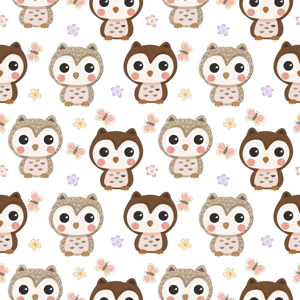 Cute owl seamless pattern  vector