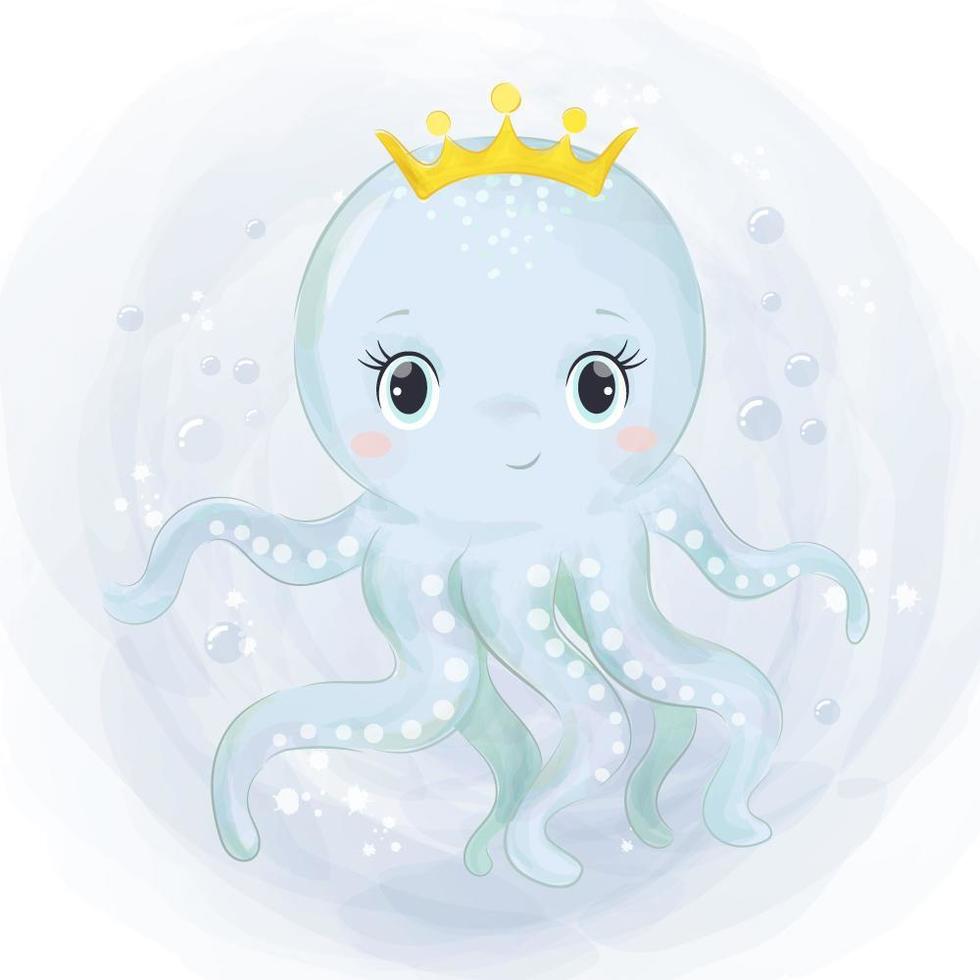 Octopus queen  for children vector