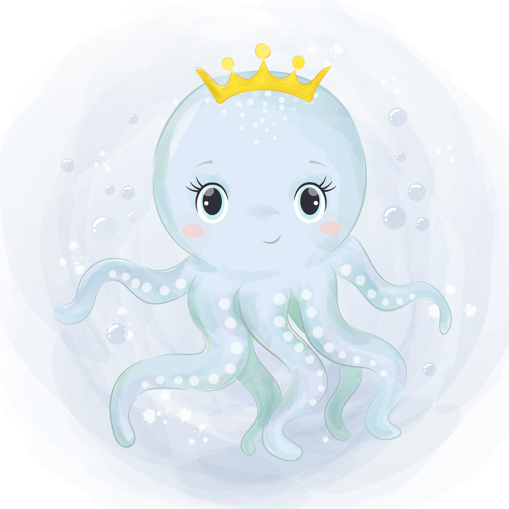 Octopus queen for children 1213631 Vector Art at Vecteezy