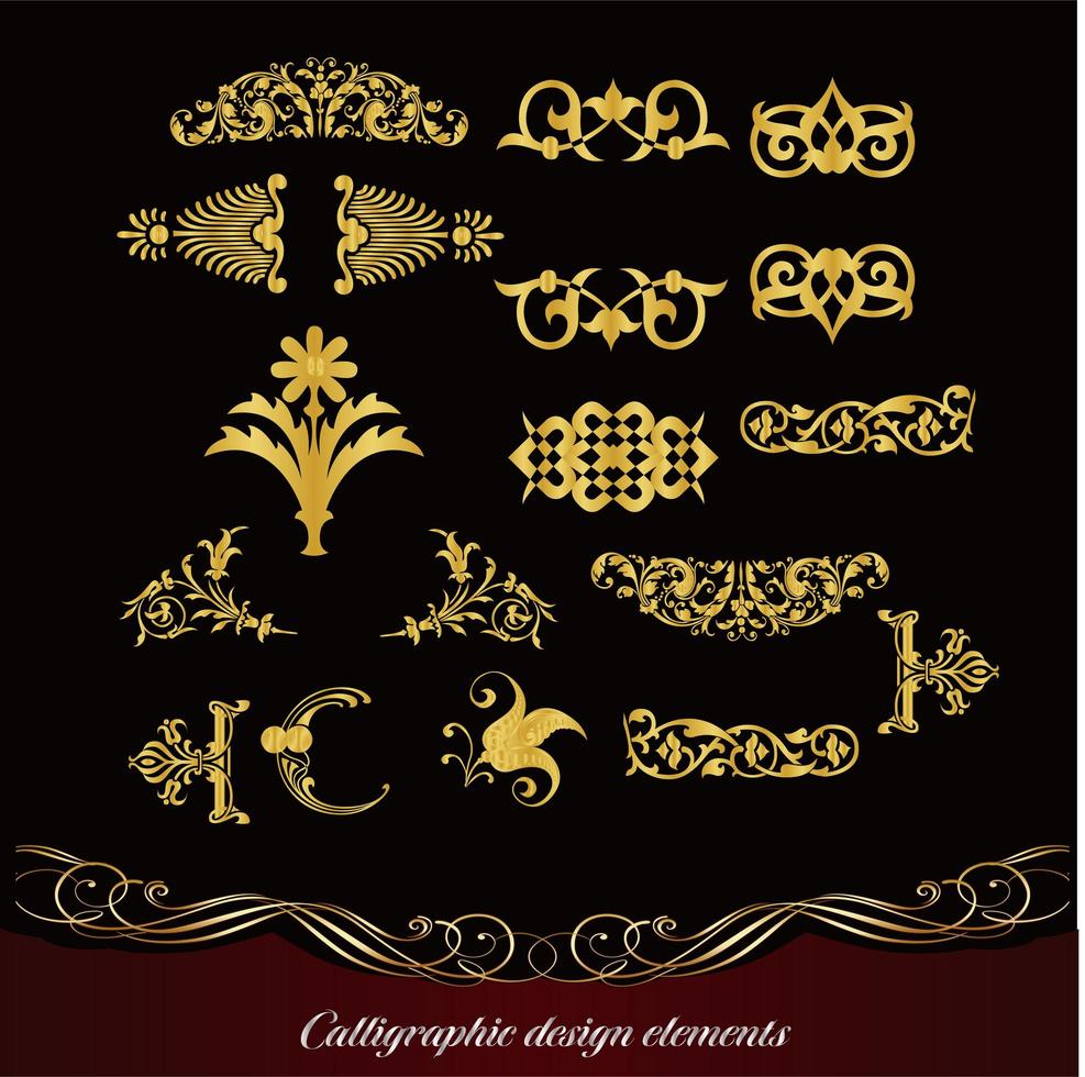 Decorative gold design set vector