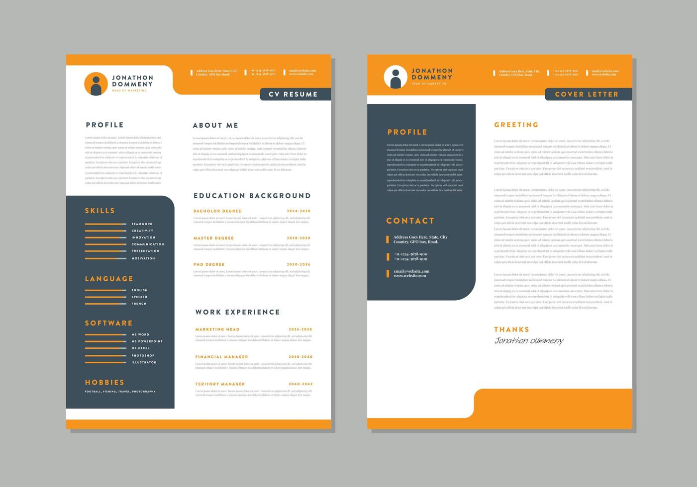 Orange Resume and Cover Letter vector