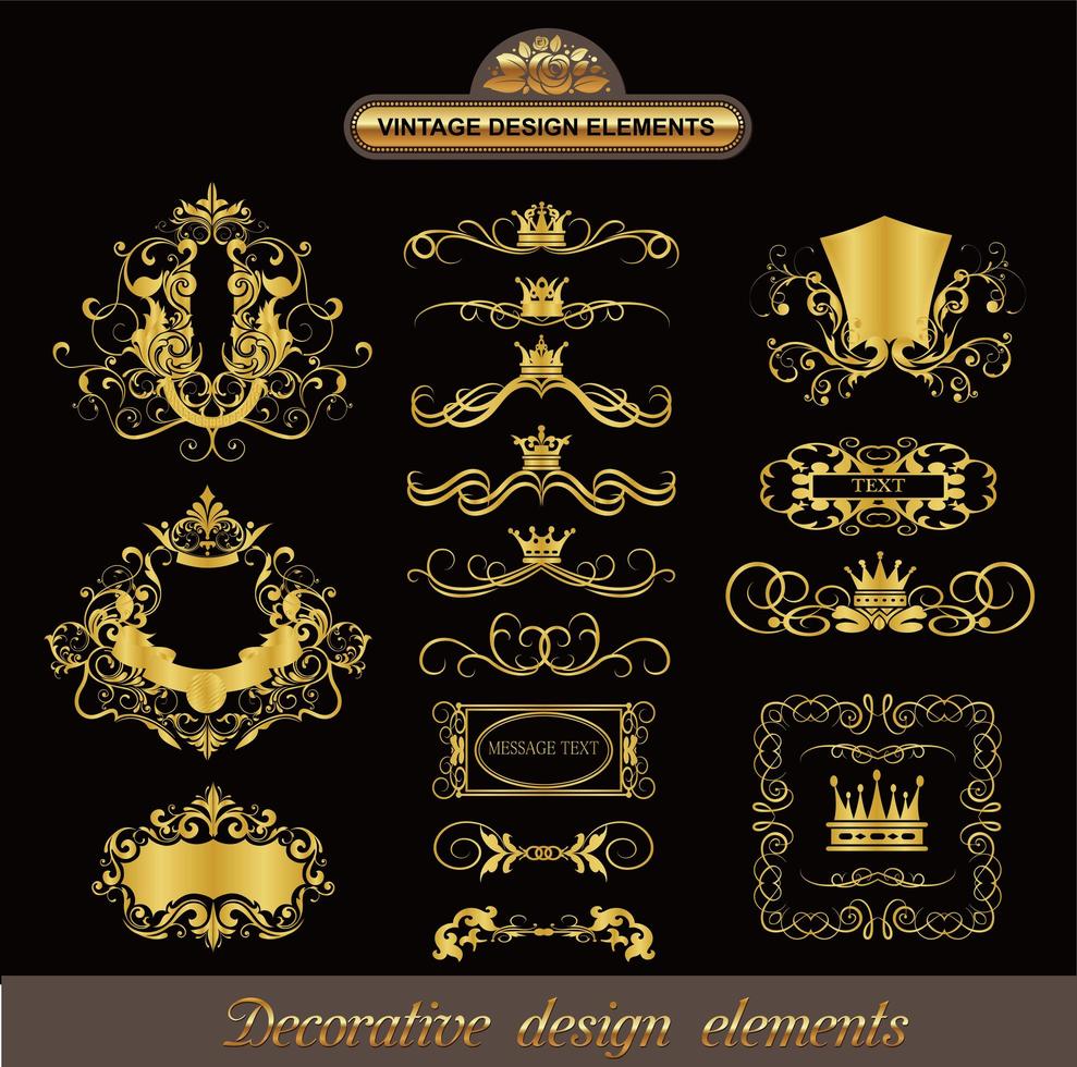 conjunto de elementos ornamentales vintage retro vector