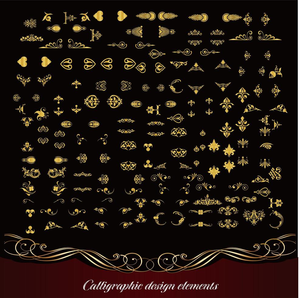 Collection of golden ornate flourishes  vector