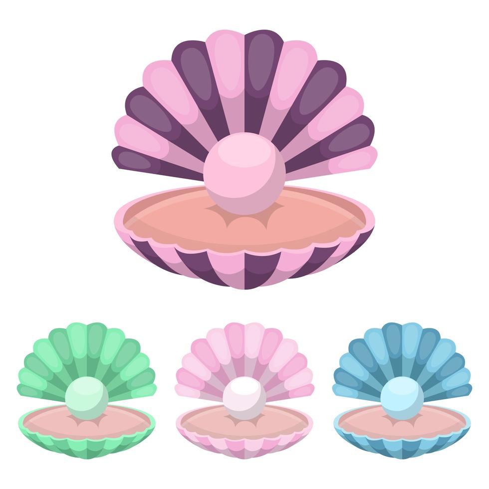 Seashell with Pearl on White vector