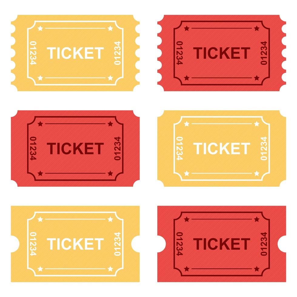 Yellow, Red Tickets Set on White vector