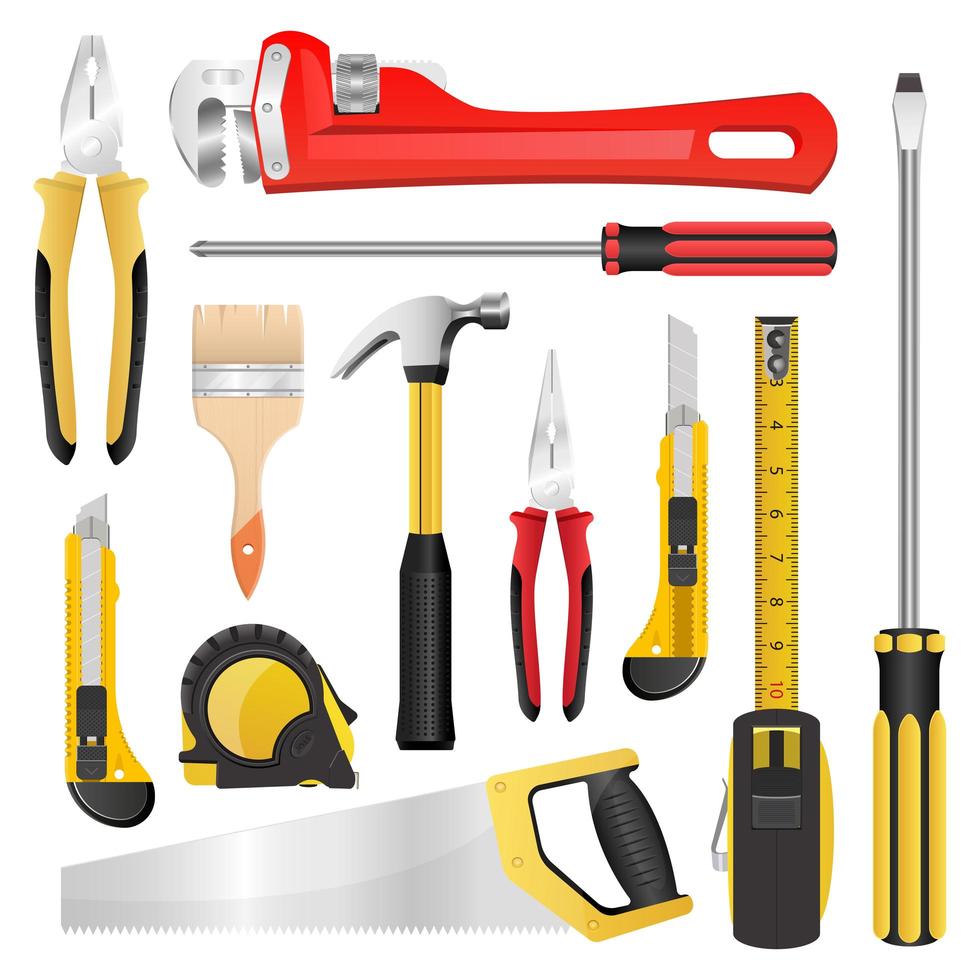 Tools Set on White vector