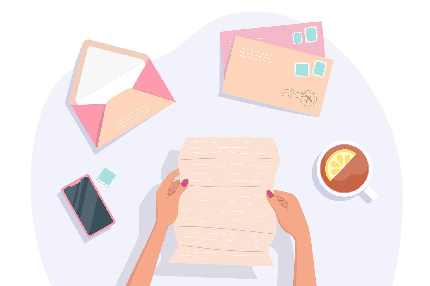 Hands of woman holding and reading a letter vector
