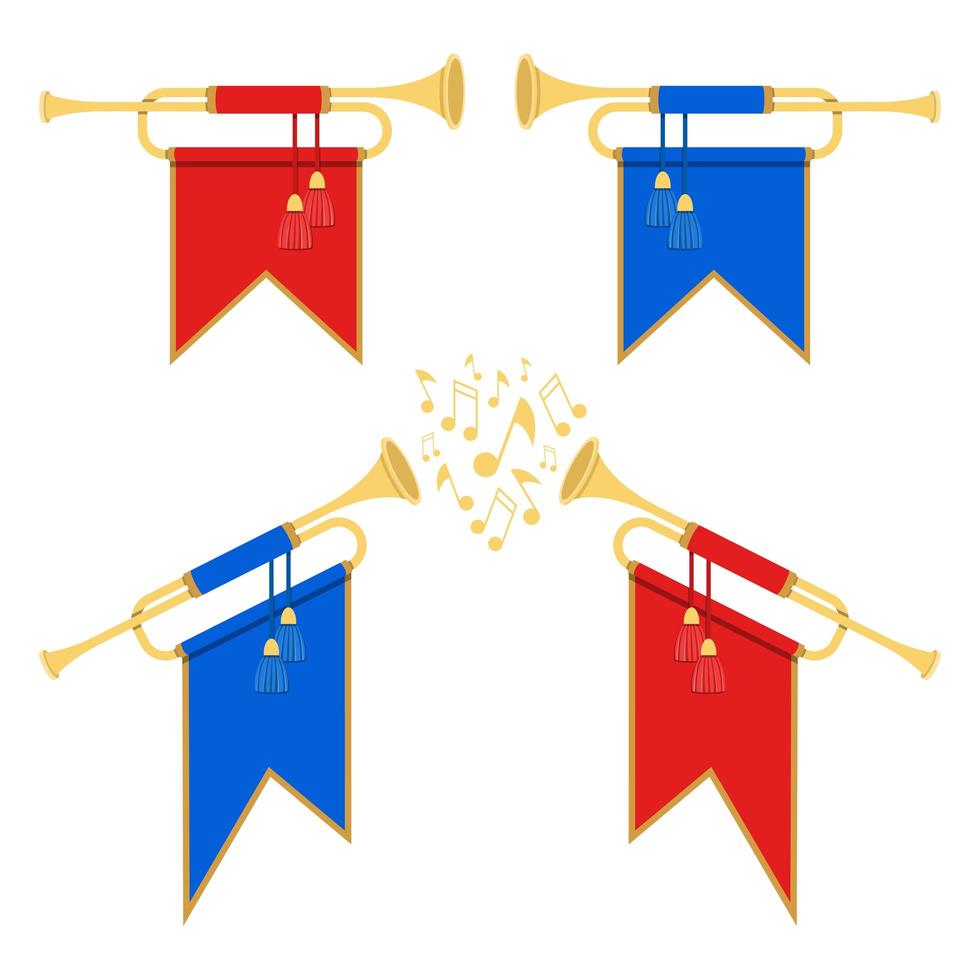 Golden Horn Trumpet on White vector