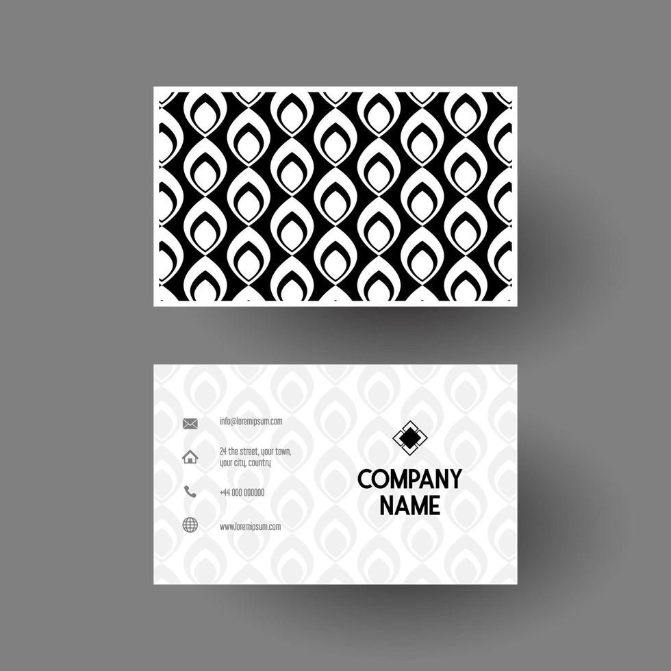 tarjeta de visita con patrón blanco y negro vector