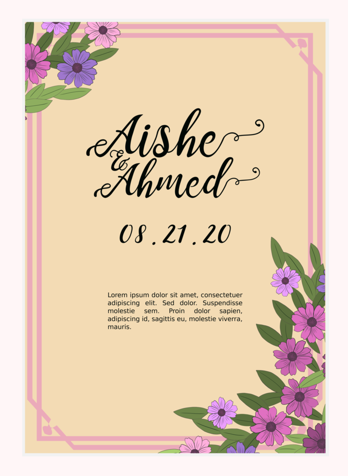 Floral Wedding Invitation Template Design vector