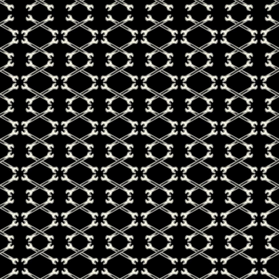 Seamless black and white pattern with wrench vector