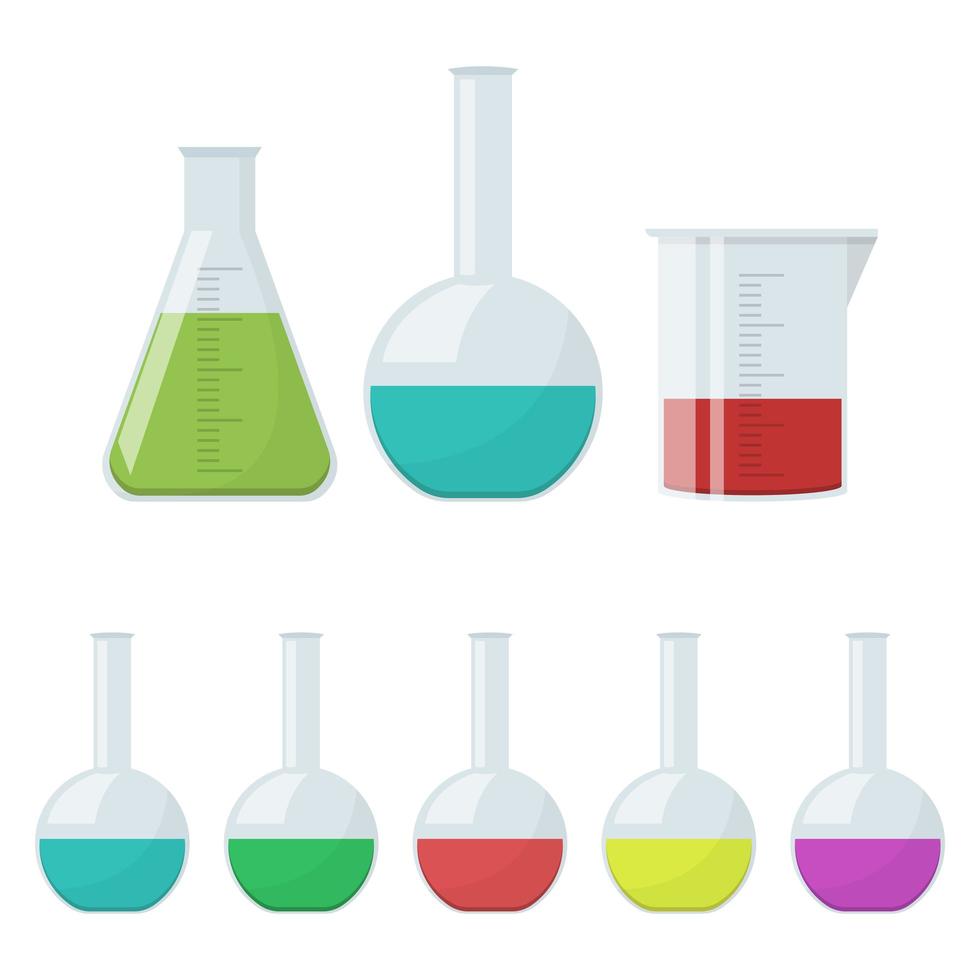 Chemical Flasks on White vector