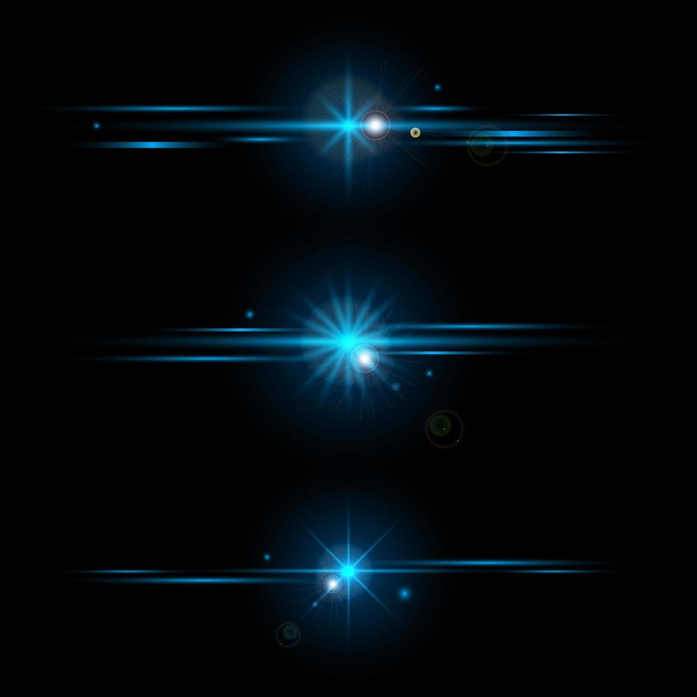 conjunto de elementos brillantes efectos de luz azul vector