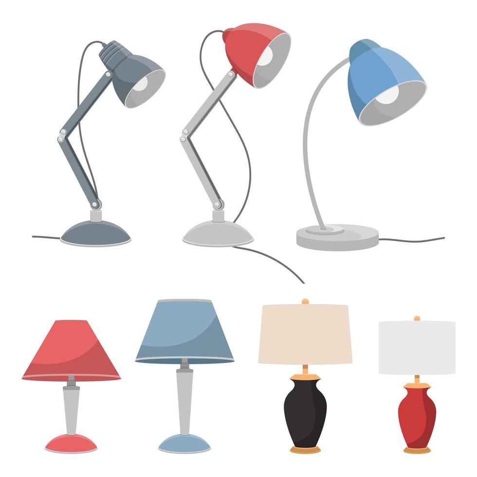 Table Lamps on White vector