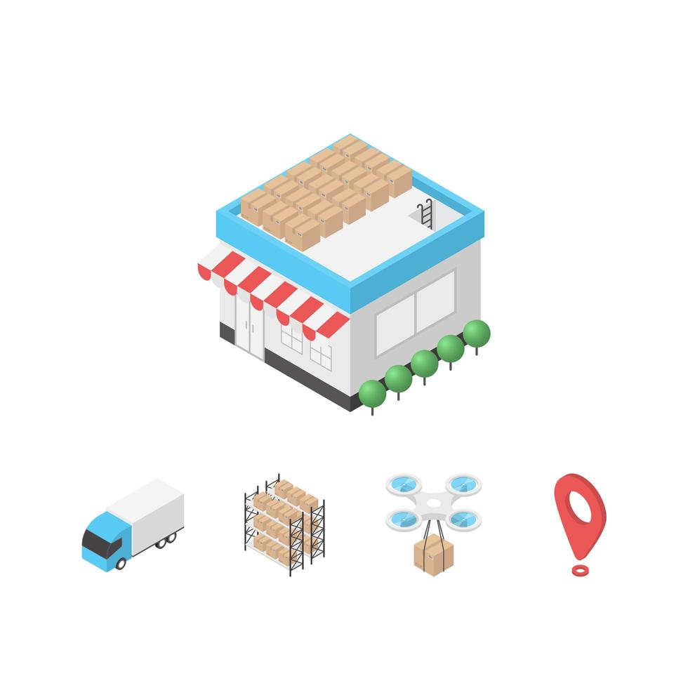 Isometric warehouse logistic vector