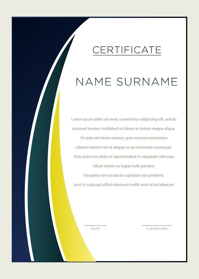 Elegant Blue and Green Vertical Certificate Template  vector