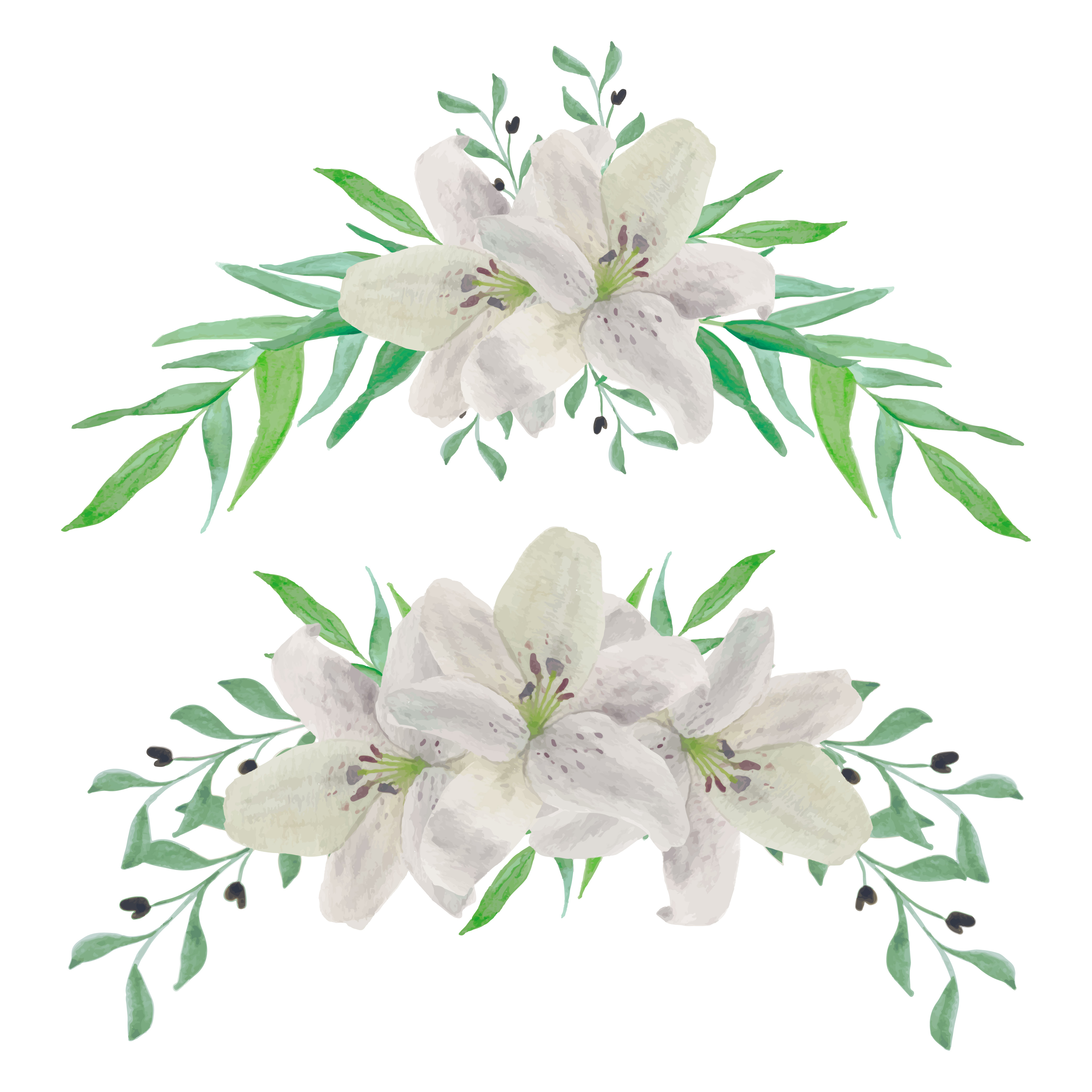 Download Vintage lily flower arrangement watercolor set - Download ...