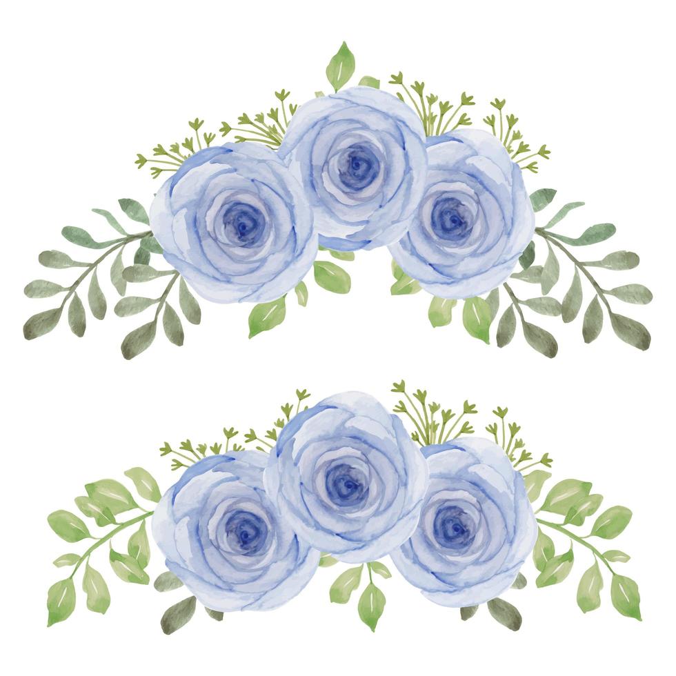 Hand painted watercolor rose flower curve bouquet set vector