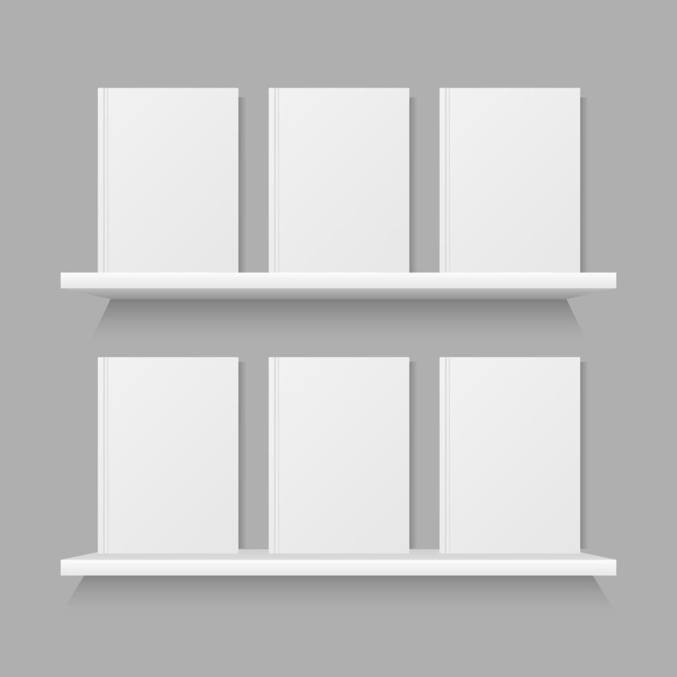 Book mock up on shelf isolated on grey background vector
