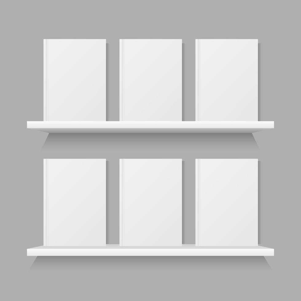 Book mock up on shelf isolated on grey background vector