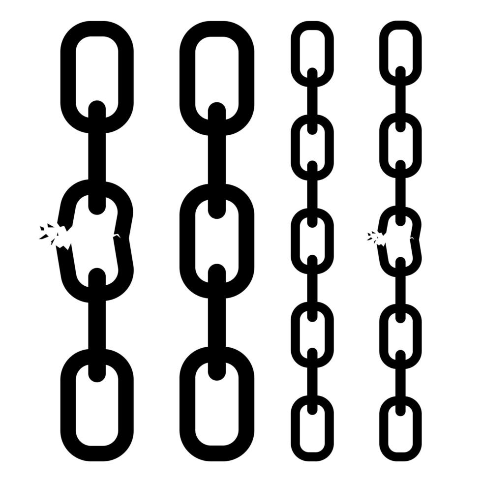 Broken chain isolated on white background vector