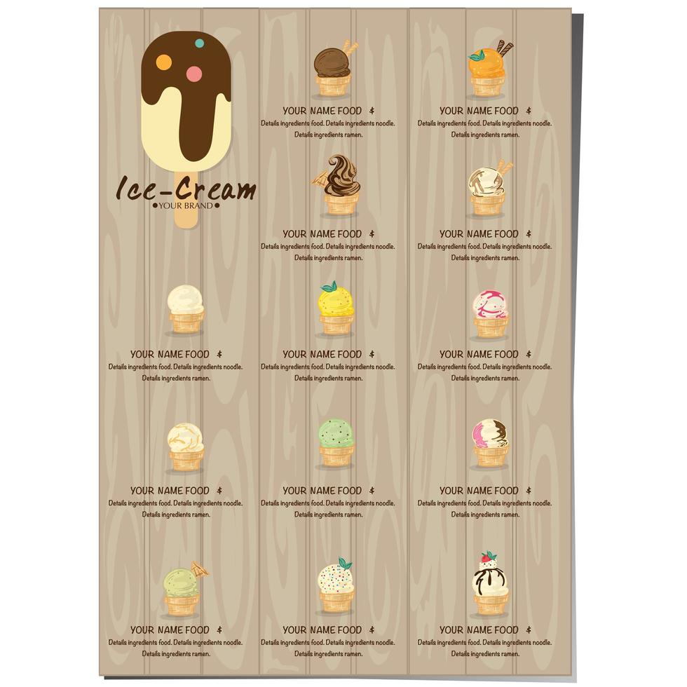 Menu template for Ice Cream Shop vector