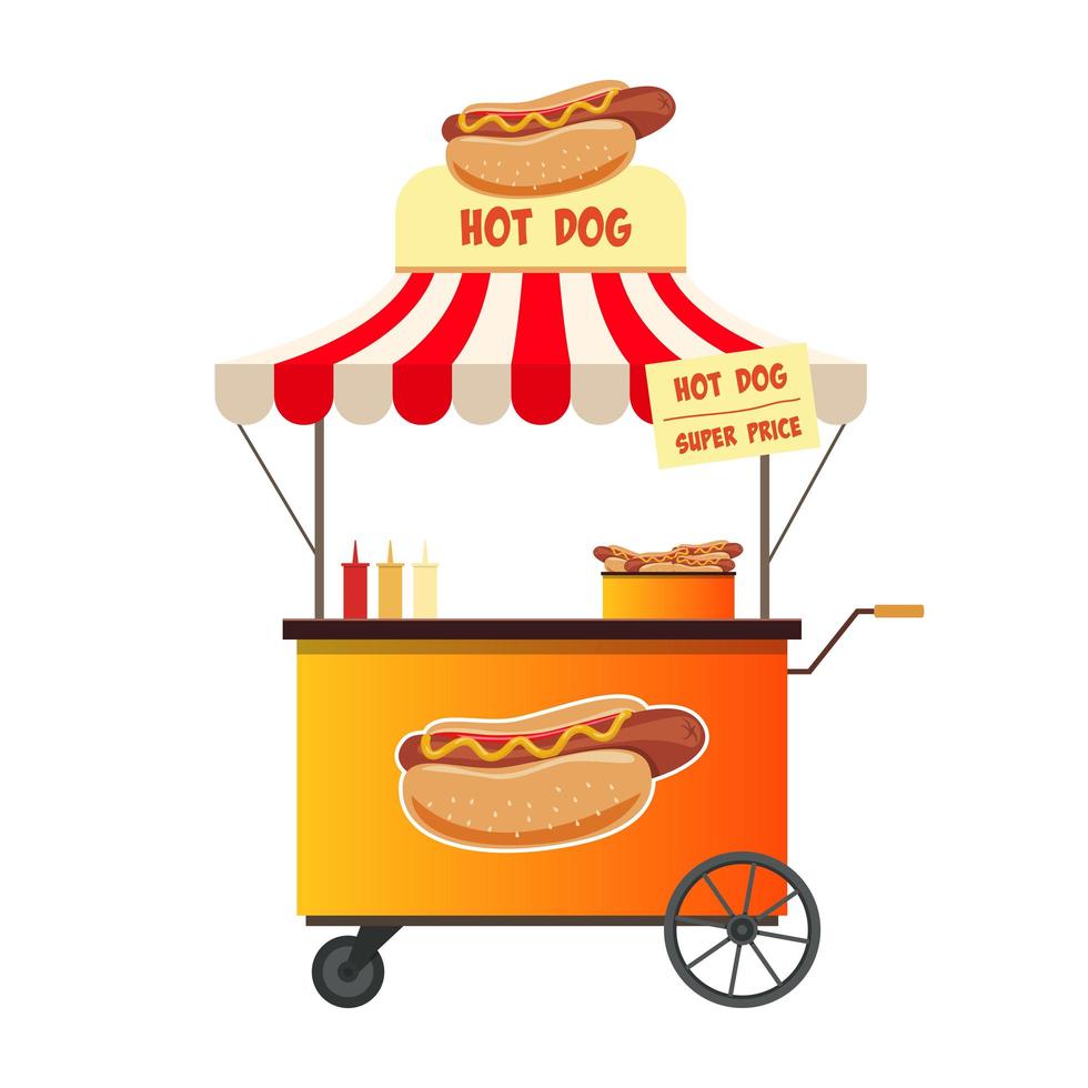 Hot dog street shop isolated on white background vector