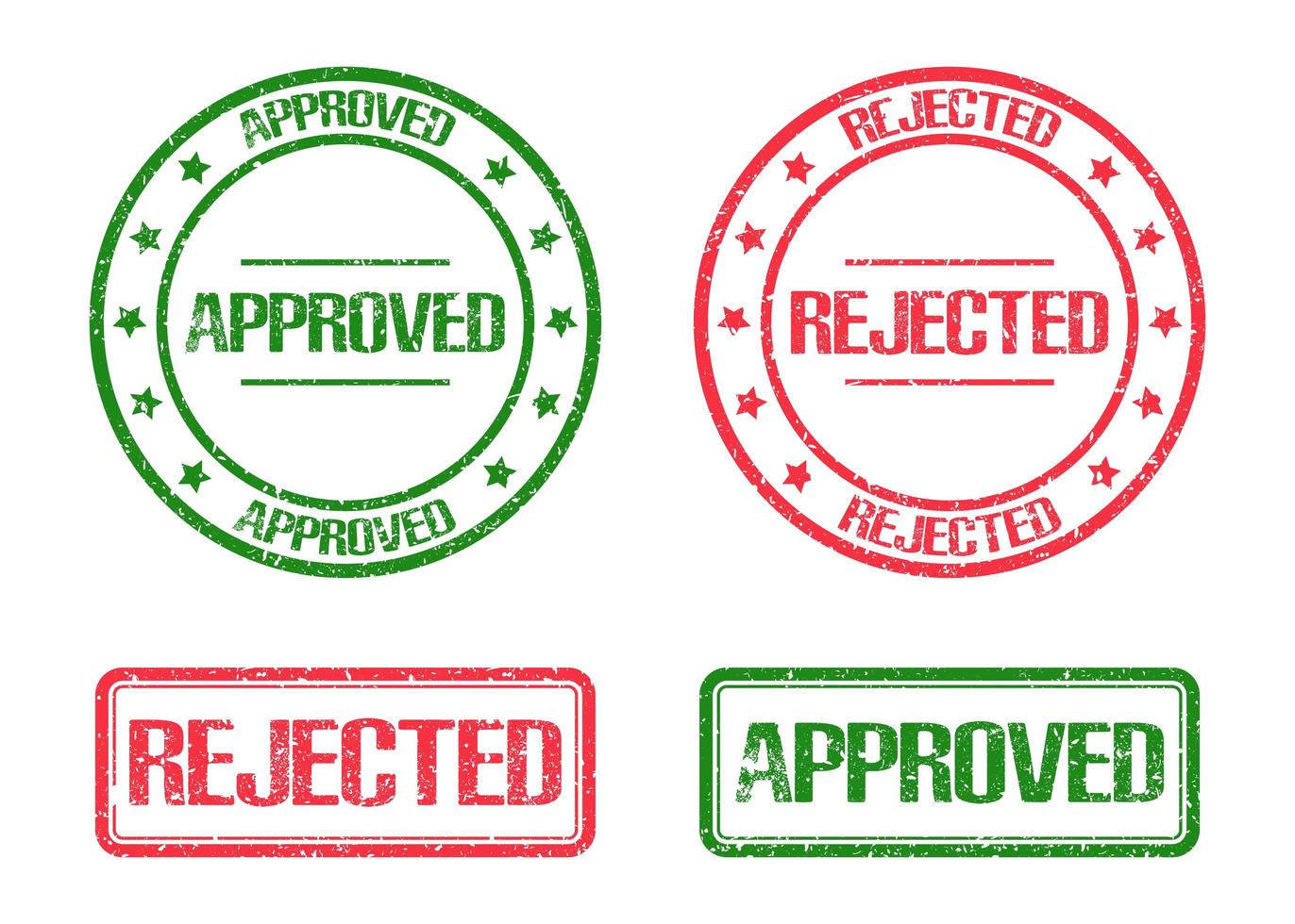 Approved and rejected stamp mark isolated on white background vector