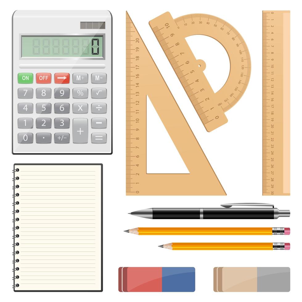 School tools isolated on white background vector