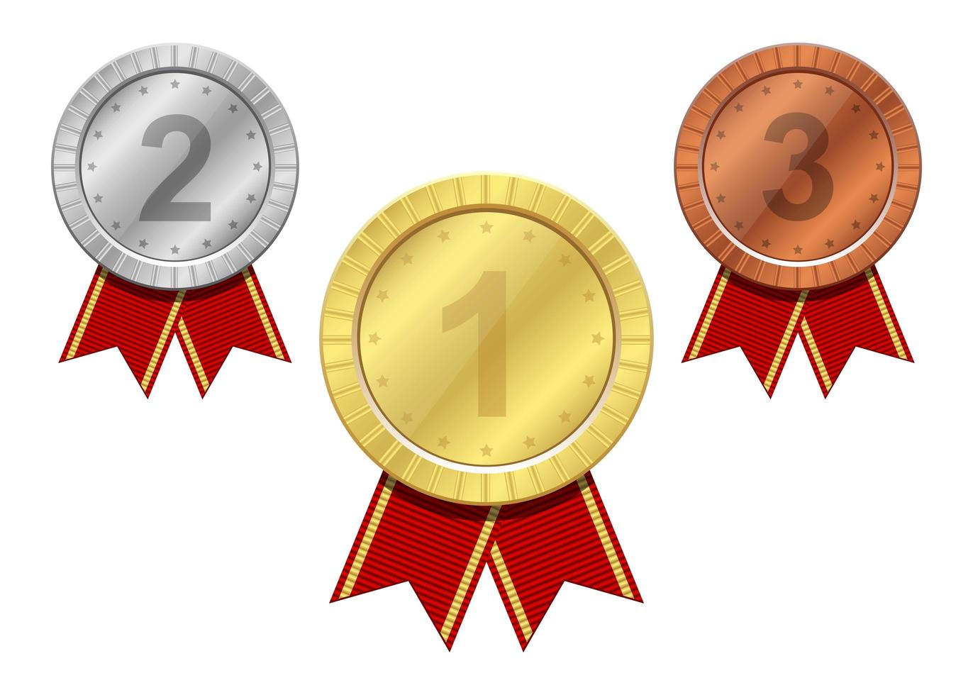 Winner medal set isolated on background vector