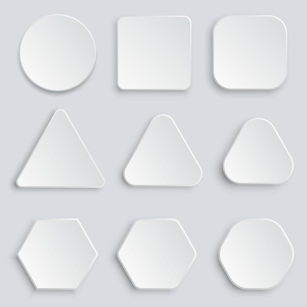 White blank buttons isolated on grey background vector