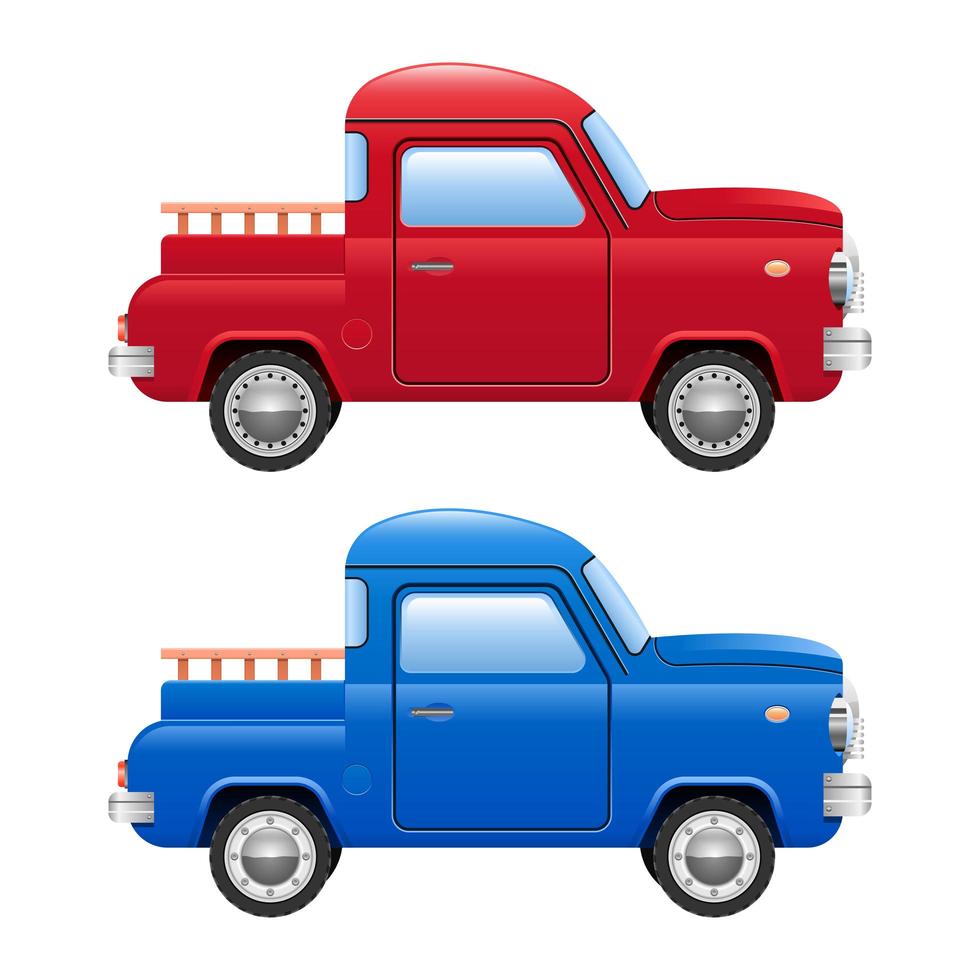 Retro pick-up car isolated on white background vector